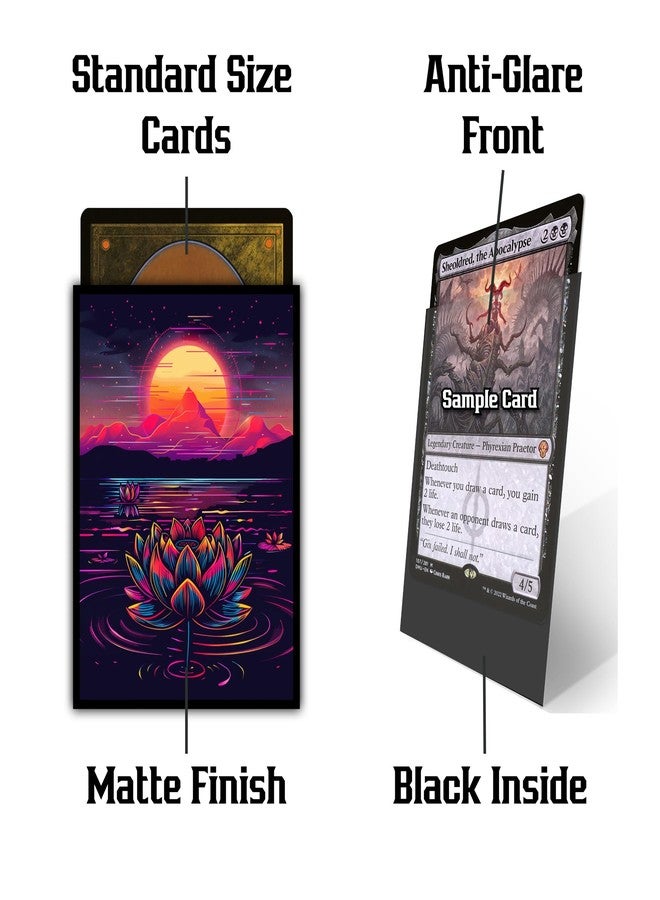 Realm Guard - 100 قطعة من أغطية بطاقات TCG/MTG الفنية ذات الملمس غير اللامع (لون اللوتس الأسود النيون الكلاسيكي) - Image 2